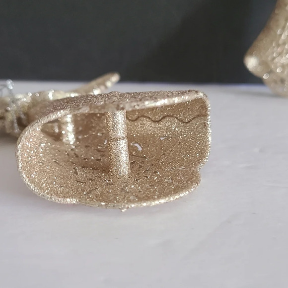 Lot of 2 Christmas tree ornaments Glittered gold Angel  plastic 6 in. - Picture 6 of 8